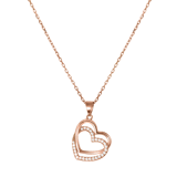 Kette & Anhänger, 925 Silber, rosa, 2 Herzen mit Zirkonia