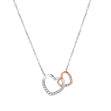 Zilveren roséplated ketting met hanger hart met zirkonia voor dames