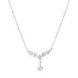 Zilveren ketting&hanger bloemen zirkonia