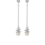 Zilveren oorringhangers zoetwaterparel zirkonia voor dames