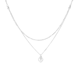 Halskette, 925 Silber, mehrreihig, Herz
