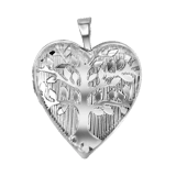 Medaillon-Anhänger aus 925 Silber, Herz, Lebensbaum