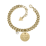 Guess stainless steel goldplated fantasiearmband met hanger met kristal voor dames