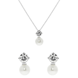 Silberfarbenes Byoux-Set mit Ohrringen und Kette