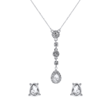 Silberfarbenes Byoux-Set mit Ohrringen und Kette