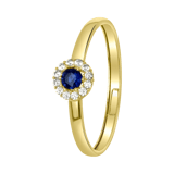 Ring aus 585 Gelbgold mit weißem und blauem Zirkonia