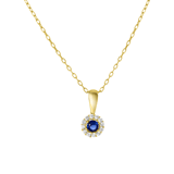 14 karaat geelgouden ketting wit&blauwe zirkonia