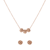 Zilveren roséplated sieradenset met cream kristal voor dames