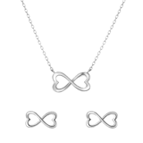 Set aus 925 Silber mit Kette und Ohrringen mit Infinitysymbol/Herz