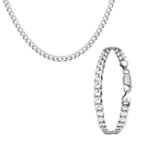 Set mit Halskette und Armband mit Gourmetgliedern aus 925 Silber