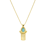 Goldfarbene Byoux-Kette mit blauem Stein