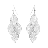 Bijoux zilverkleurige oorhangers blad voor dames