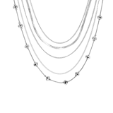 Zilverkleurige byoux ketting multil layer
