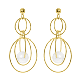 Goldfarbene Byoux-Ohrringe Ringe mit Perle