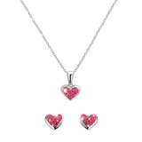 Kinderset aus 925 Silber mit Herz und rosa Kristall