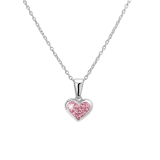 Zilveren ketting hart licht roze kristal
