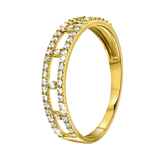 Ring aus 585 Gelbgold, 2 Reihen mit Zirkonia