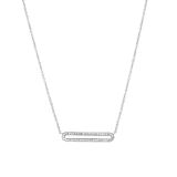 Stainless steel goldplated ketting met hanger open bar met kristal voor dames