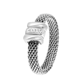 Edelstahlring Mesh mit Kristall
