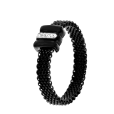 Gerecycled stainless steel ring mesh blackplated met kristal