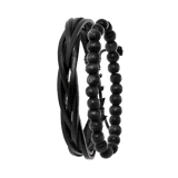 Byoux-Lederarmbandset, Herren, schwarz