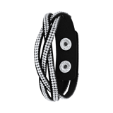 Bijoux goudkleurige wikkelarmband zwart en zilverkleurig voor dames