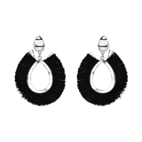 Bijoux zilverkleurige oorringhangers met zwart voor dames