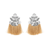 Silberfarbene Byoux-Statement-Ohrringe, beige