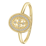 Ring, 585 Gelbgold, mit 30 Diamanten, 0,07 ct