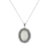 Bijoux zilverkleurige ketting met hanger cameo voor dames
