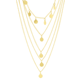 Goldfarbene Byoux-Kette, mehrreihig, mit Münzen