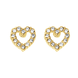 Bijoux goudkleurige oorknoppen hart met strass voor dames