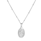 Bijoux zilverkleurige ketting met hanger munt voor dames