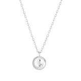 Halskette & Anhänger, 925 Silber, Scheibe mit Zirkonia