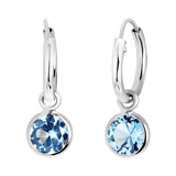 Kinderohrringe aus 925 Silber, rund mit blauem Zirkonia