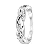 Zilveren ring gedraaid met zirkonia