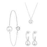 Schmuckset, 925 Silber, rund, mit Zirkoniasteinen