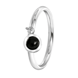 Gerecycled stainless steel ring met hanger black agate