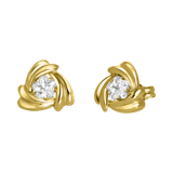 14 karaat geelgouden oorknoppen swirl met zirkonia voor dames