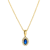 14 karaat gouden ketting met hanger ovaal zirkonia