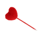 Kugelschreiber mit flauschigem rotem Herz