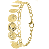 Bijoux goudkleurige enkelbandje muntjes voor dames