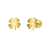 14 karaat geelgouden oorknoppen klaver voor dames