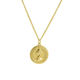Goldfarbene Byoux-Kette mit Münzanhänger, Frau