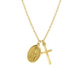 Goldfarbene Byoux-Kette mit Kreuz und Anhänger