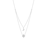 Zilveren ketting layering halve maan/galaxy ster