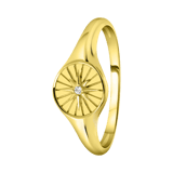 Zilveren goldplated zegelring met ster zirkonia voor dames