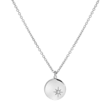 Kette aus 925 Silber, Scheibe, Stern der Galaxis mit Zirkonia