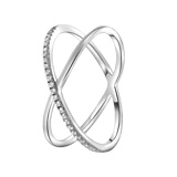 925 Silber-Ring, gekreuzt, mit Zirkonia