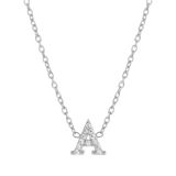 Kette & Anhänger, 925 Silber, Buchstabe mit Zirkonia